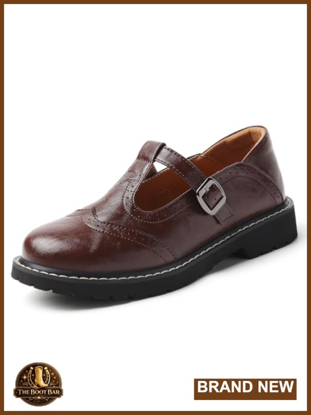 T-Strap Brogue Mary Jane Platform Oxford Dress Shoes Faux Leather